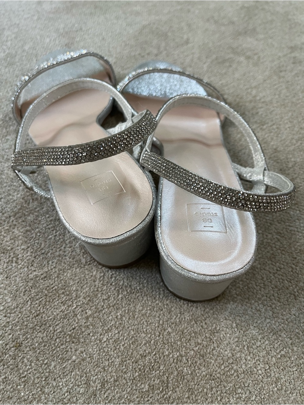 David's Bridal Silver Rhinestone Strap Slingback Sandals Annie size 8 - Picture 3 of 7